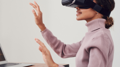 a woman using virtual reality