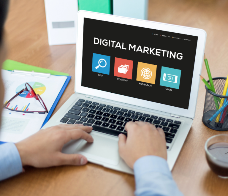 digital marketing on a laptop screen