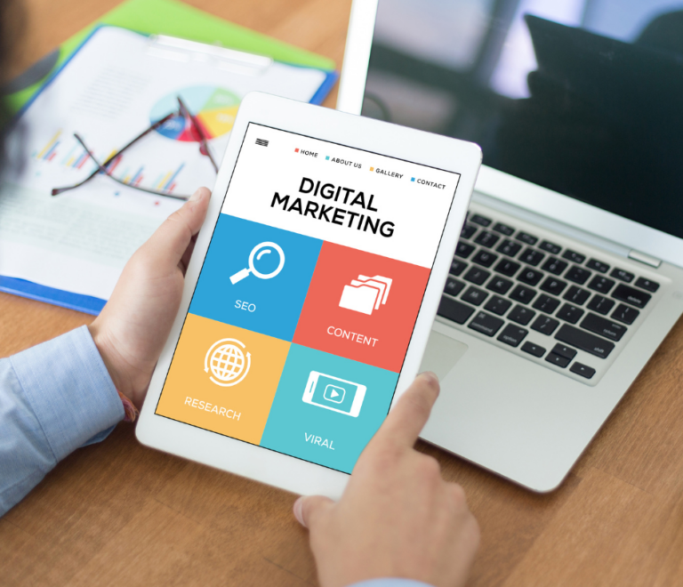 digital marketing on tablet